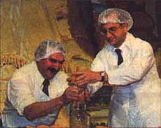 Die Saftprofis pressten nicht schnell genug: Manfred Lanzl (L) und Udo Schirmer.